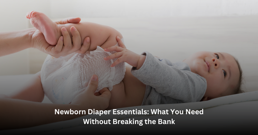 mother and baby with diaper