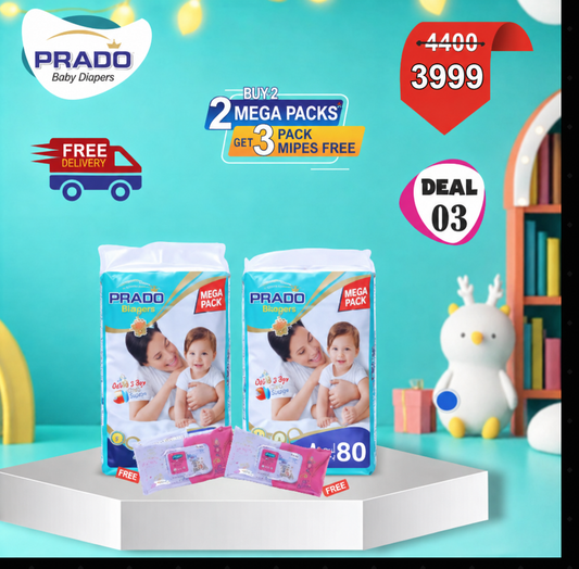Mega Deal 03 | Buy 2 Mega Packs & Get 3 Wipes Free