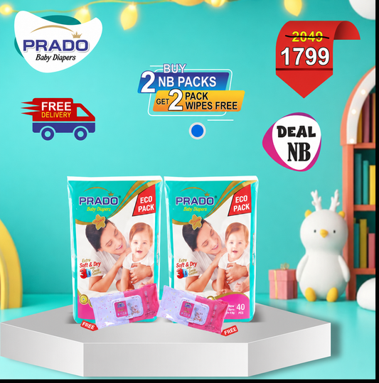 New Born Deal – Buy 2 NB Pack & Get 2 Wipes Free