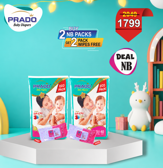 New Born Deal – Buy 2 NB Pack & Get 2 Wipes Free