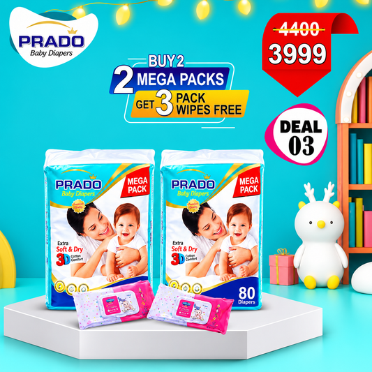 Mega Deal 03 | Buy 2 Mega Packs & Get 3 Wipes Free