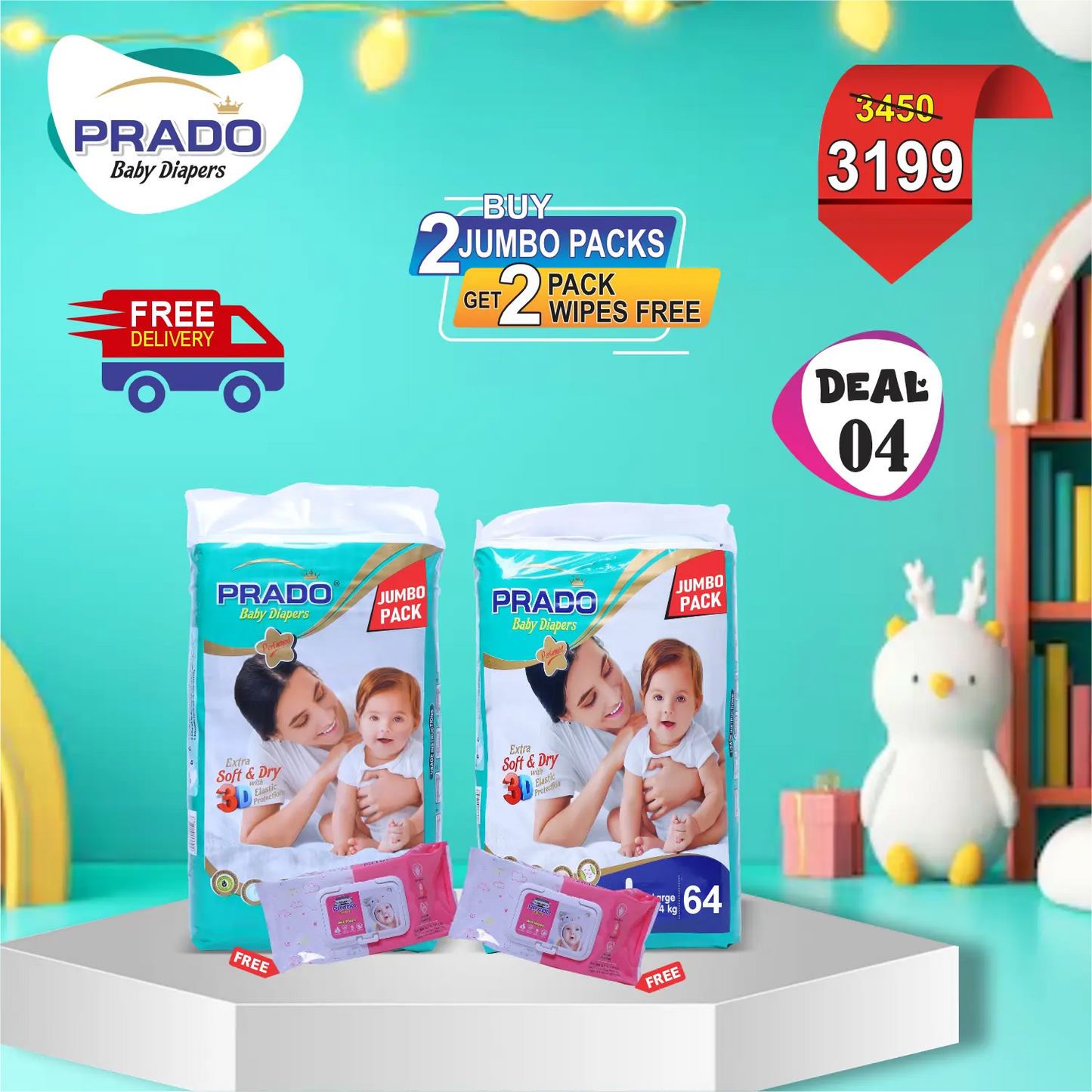 Jumbo Deal 04 | Buy 2 Jumbo Packs & Get 2 Wipes Free