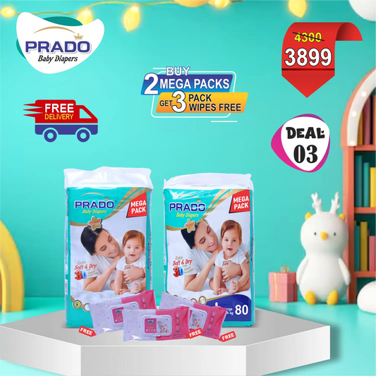 Mega Deal 03 | Buy 2 Mega Packs & Get 3 Wipes Free